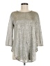 Kim & Cami Metallic Silver 3/4 Sleeve Top Size M - photo 1