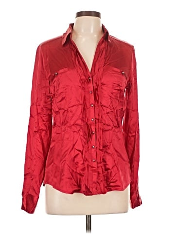 White House Black Market Long Sleeve Silk Top (view 1)