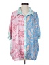 Surf Gypsy Color Block Pink 3/4 Sleeve Button-Down Shirt Size S - photo 1