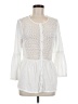 Three Dots 100% Supima Cotton White 3/4 Sleeve Blouse Size M - photo 1