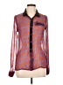 Volcom Animal Print Purple Long Sleeve Blouse Size 10 - photo 1