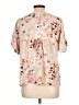 Tribal 100% Rayon Floral Tan Short Sleeve Blouse Size L - photo 2