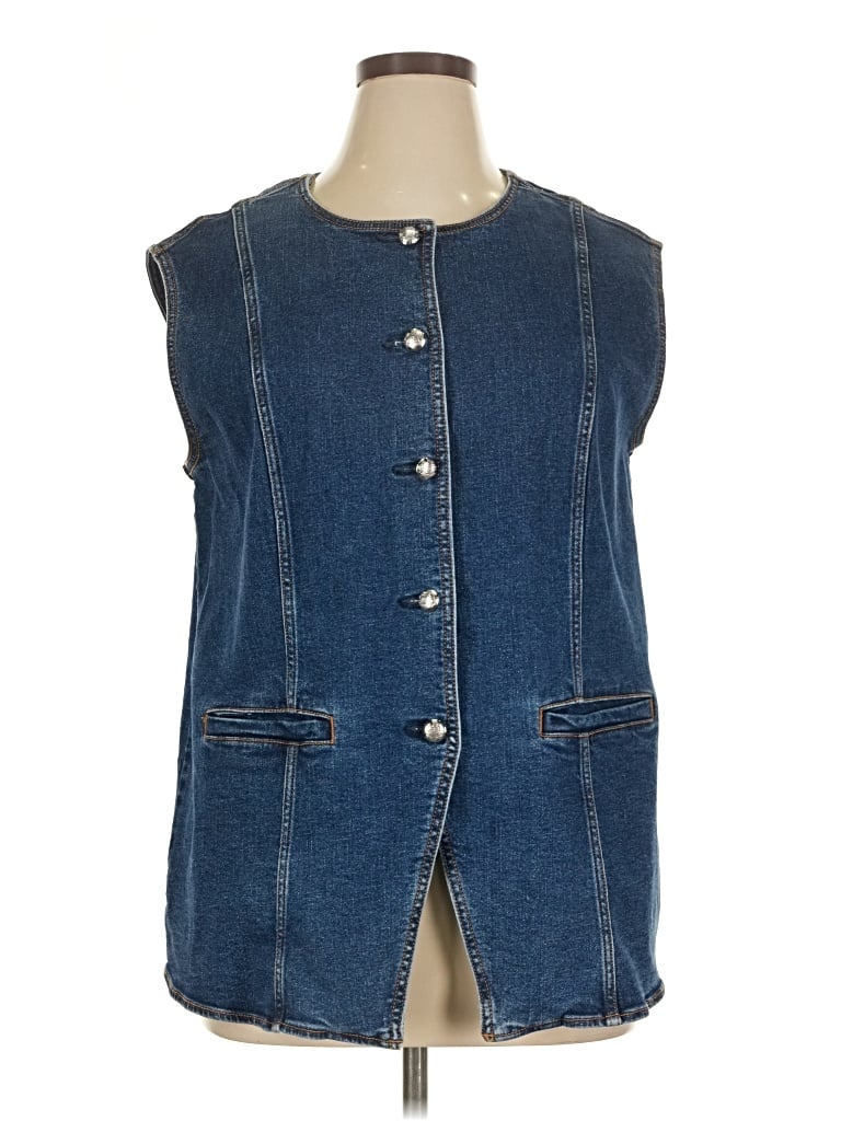 Pre-owned Talbots Denim Vest In Blue