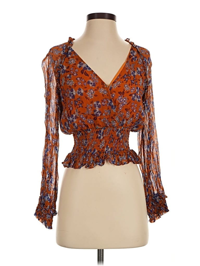 Pre-owned Gilner Farrar 3/4 Sleeve Blouse In Orange