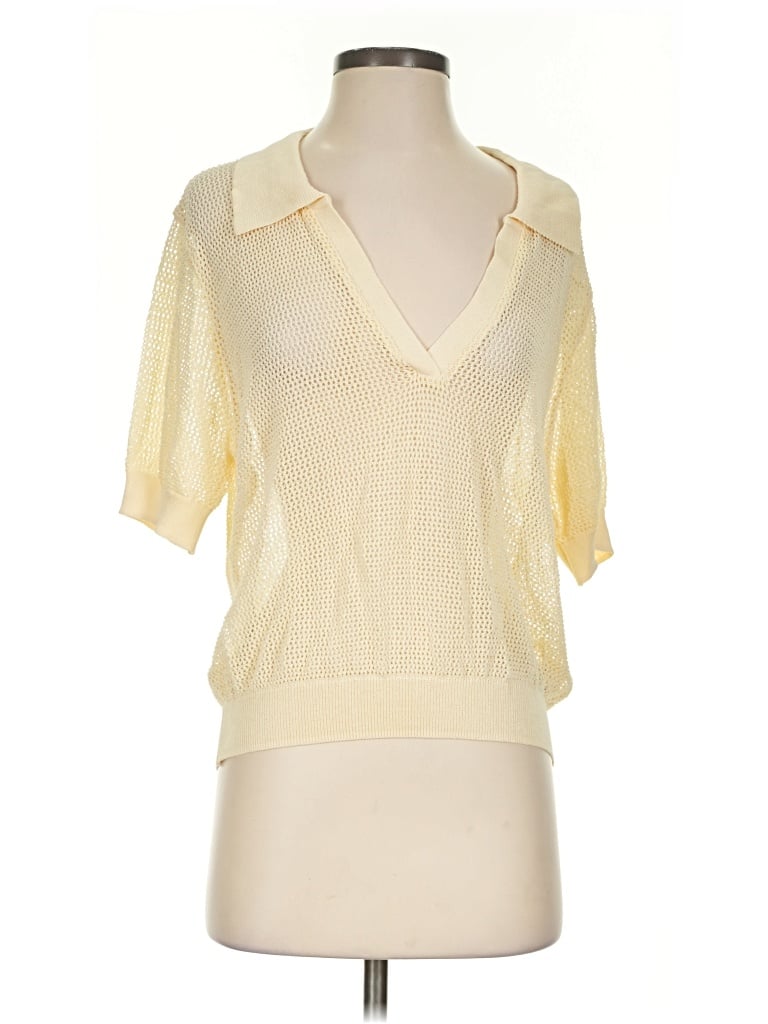 Pre-owned Massimo Dutti Short Sleeve Blouse In Yellow