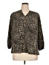 Dana Buchman 100% Polyester Animal Print Brown 3/4 Sleeve Blouse Size XL - photo 1