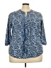 212 Collection Animal Print Blue 3/4 Sleeve Button-Down Shirt Size 2X - photo 1