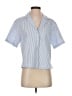 Good American 100% Cotton Stripes Blue Short Sleeve Blouse Size XS (0) - photo 1