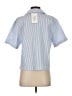 Good American 100% Cotton Stripes Blue Short Sleeve Blouse Size XS (0) - photo 2