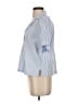 Good American 100% Cotton Stripes Blue Short Sleeve Blouse Size XS (0) - photo 5