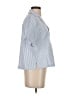 Good American 100% Cotton Stripes Blue Short Sleeve Blouse Size XS (0) - photo 4