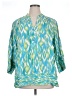 Ruby Rd. 100% Linen Teal 3/4 Sleeve Blouse Size 1X - photo 1