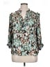 Democracy 100% Polyester Floral Teal 3/4 Sleeve Blouse Size XL - photo 1