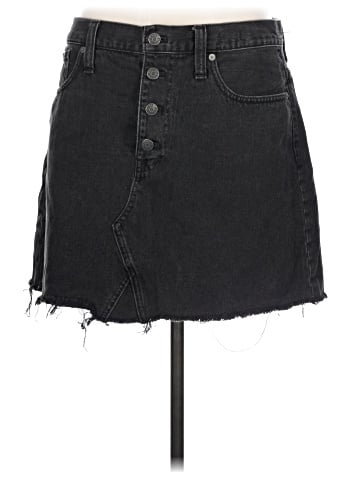 Madewell Rigid Denim A-Line Mini Skirt in Lunar Wash: Button-Front Edition (view 1)