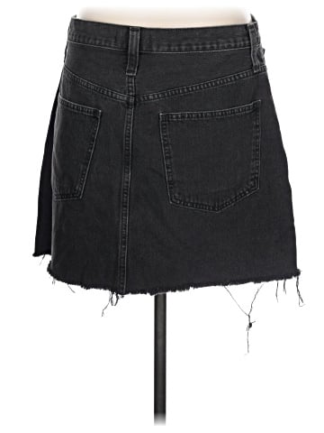 Madewell Rigid Denim A-Line Mini Skirt in Lunar Wash: Button-Front Edition (view 2)