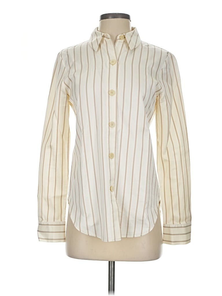 Pre-owned Theory Long Sleeve Button Down Shirt In Ivory