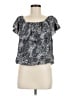 Unsubscribed 100% Silk Gray Short Sleeve Silk Top Size M - photo 1