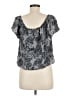 Unsubscribed 100% Silk Gray Short Sleeve Silk Top Size M - photo 2