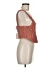 JLUXLABEL Solid Floral Checkered-gingham Orange Sleeveless Top Size M - photo 4