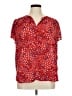 Fun2Fun 100% Polyester Hearts Red Short Sleeve Blouse Size 1X - photo 1