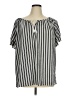 Croft & Barrow Stripes Silver Short Sleeve Blouse Size 1X - photo 1