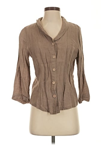 Flax 3/4 Sleeve Button-Down Shirt (view 1)