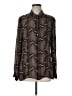 Doncaster Collection 100% Silk Chevron-herringbone Black Long Sleeve Silk Top Size 6 - photo 1