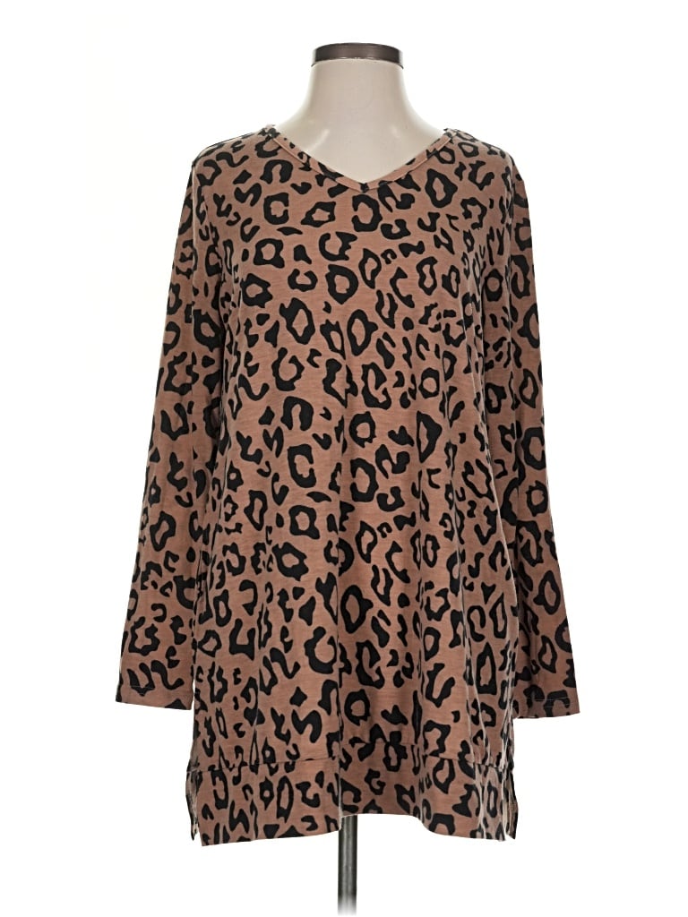 Pre-owned Tickled Teal Casual Dress In Brown