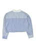 Zara 100% Cotton Color Block Blue Long Sleeve Blouse Size 13 - 14 - photo 2