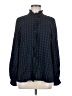 CAbi 100% Rayon Checkered-gingham Blue Long Sleeve Button-Down Shirt Size M - photo 1