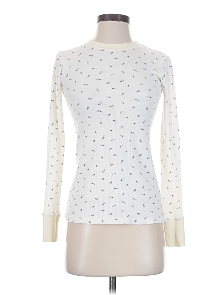 Pre-owned Current Elliott Long Sleeve Top Ivory Turtleneck Tops