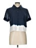 J.Crew 100% Cotton Color Block Blue Short Sleeve Blouse Size 10 - photo 1