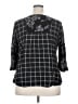 Catherines 100% Rayon Plaid Black 3/4 Sleeve Blouse Size 18 - 20 - photo 2