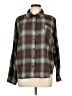 Romwe Plaid Brown Long Sleeve Blouse Size L - photo 1