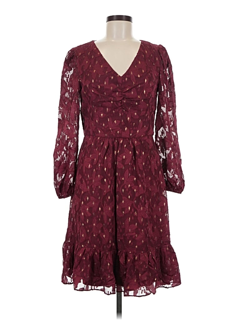 Pre-owned London Times Casual Dress In Burgundy