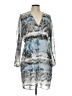 Reiss 100% Polyester Print Silver Cocktail Dress Size 10 - photo 1