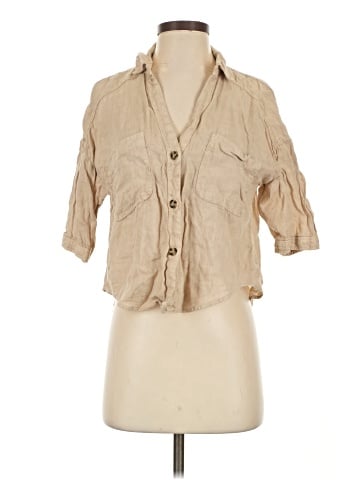 Zara 3/4 Sleeve Button-Down Shirt (view 1)