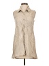 Flax 100% Linen Tan Sleeveless Button-Down Shirt Size 4 (P) - photo 1