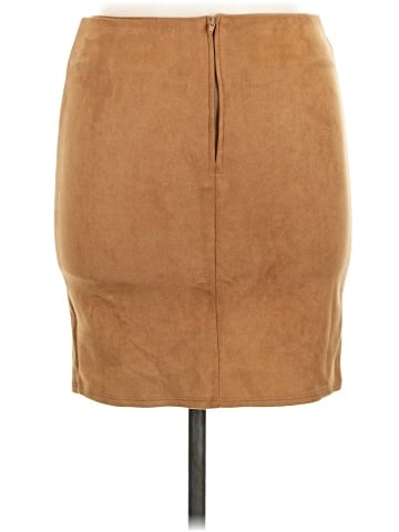Chocolate Faux Leather Skirt (view 2)