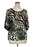 JM Collection Animal Print Teal 3/4 Sleeve Top Size XL - photo 1