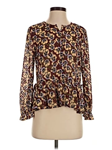 Madewell Drawstring Ruffle-Hem Top in Viola Floral (view 1)