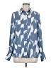 Halogen 100% Polyester Print Blue Long Sleeve Blouse Size M - photo 1
