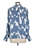 Halogen 100% Polyester Print Blue Long Sleeve Blouse Size M - photo 2