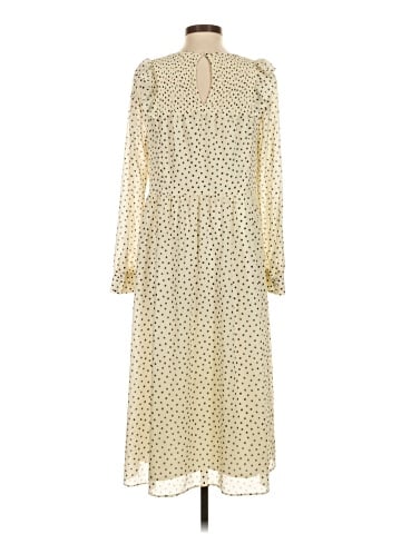 Madewell Smocked Ruffle-Shoulder Midi Dress in Inkbrush Dots (view 2)