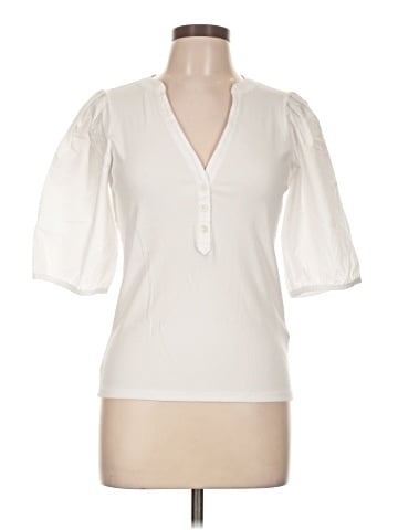 Madewell Puff-Sleeve Henley Knit Top (view 1)
