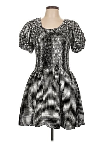 Madewell Smocked U-Neck Mini Dress in Gingham (view 1)