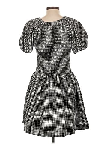 Madewell Smocked U-Neck Mini Dress in Gingham (view 2)