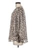 Adrienne 100% Polyester Animal Print Tan Long Sleeve Blouse Size M - photo 5