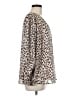 Adrienne 100% Polyester Animal Print Tan Long Sleeve Blouse Size M - photo 4