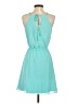 Bebe 100% Polyester Solid Teal Casual Dress Size XS - photo 2